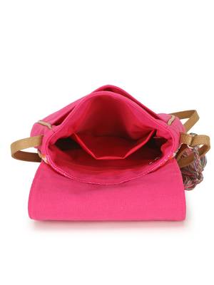 Geomat Pink & Multi Acrylic Jacquard & Canvas Striped Sling Bag 5