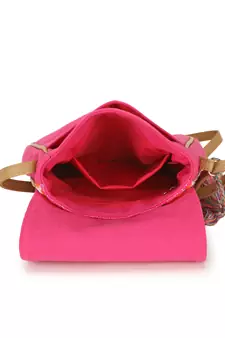 Geomat Pink & Multi Acrylic Jacquard & Canvas Striped Sling Bag