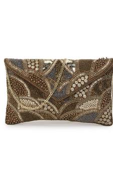 Ghoomar Copper Cotton Canvas Abstract Embellished Sling Bag