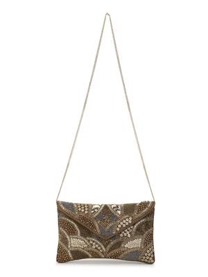 Ghoomar Copper Cotton Canvas Abstract Embellished Sling Bag 2