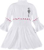 White Cotton  stitched Sleeveless   dress