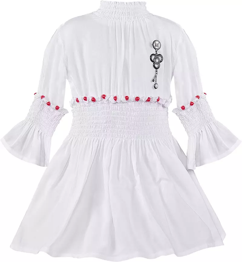 White Cotton  stitched Sleeveless   dress