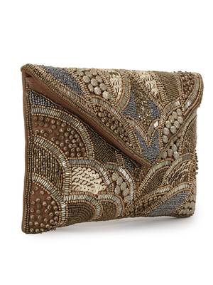 Ghoomar Copper Cotton Canvas Abstract Embellished Sling Bag 3