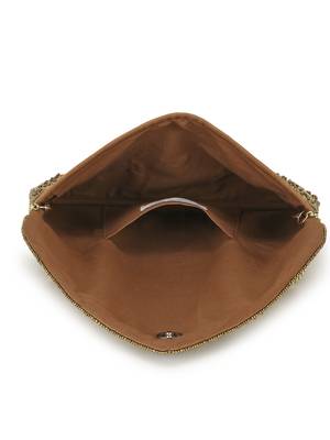 Ghoomar Copper Cotton Canvas Abstract Embellished Sling Bag 5