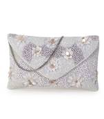 Blush White Cotton Canvas Floral Embellished Sling Bag