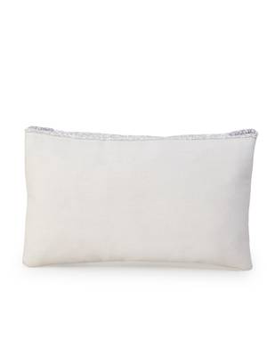 Blush White Cotton Canvas Floral Embellished Sling Bag 4