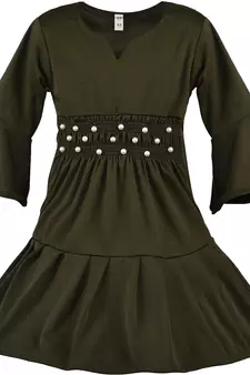 Green Cotton  stitched Sleeveless   dress