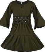 Green Cotton  stitched Sleeveless   dress