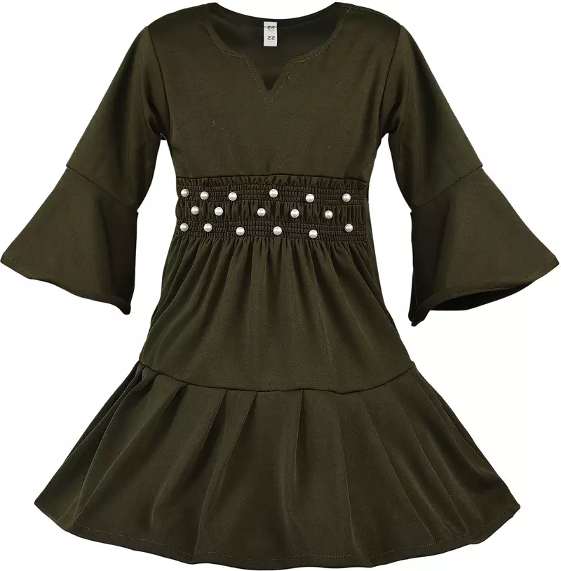 Green Cotton  stitched Sleeveless   dress