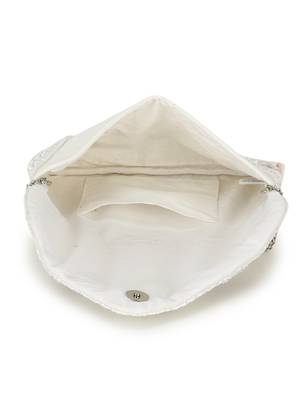 Blush White Cotton Canvas Floral Embellished Sling Bag 5