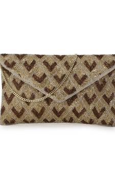Ghoomar Gold & Brown Satin Diamond Embellished Sling Bag