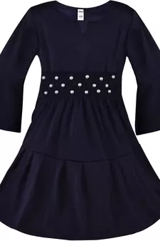 blue Cotton  stitched Short Sleeve   dress