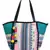 Geomat Sea Green & Multicolor Acrylic Jacquard & Cotton Canvas Striped Tote Bag