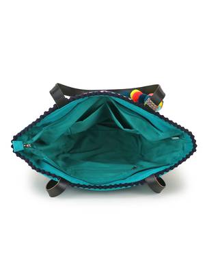 Geomat Sea Green & Multicolor Acrylic Jacquard & Cotton Canvas Striped Tote Bag 4