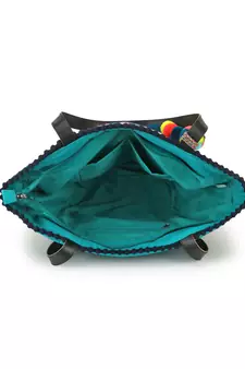 Geomat Sea Green & Multicolor Acrylic Jacquard & Cotton Canvas Striped Tote Bag