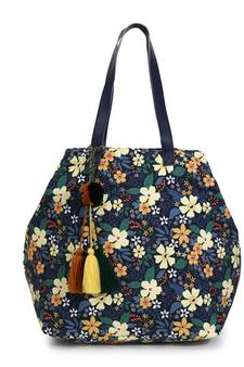 Blossom Black, Yellow & Multicolor Polycotton Floral Digital Printed Tote Bag