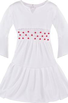 White Cotton  stitched Sleeveless   dress