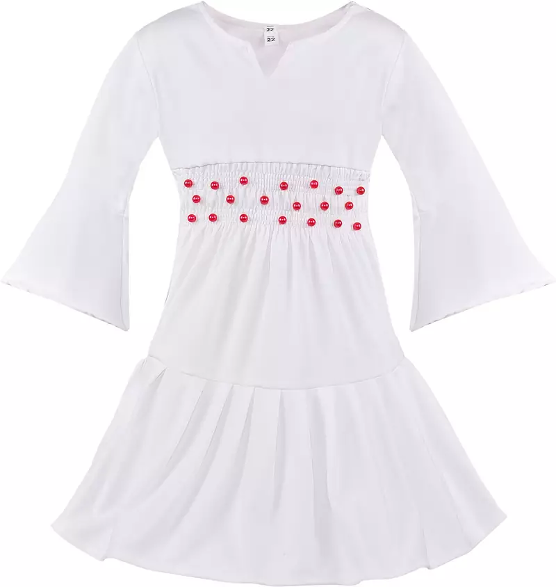 White Cotton  stitched Sleeveless   dress