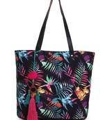 Blossom Black & Multicolor Polycotton Botanical Digital Printed Tote Bag