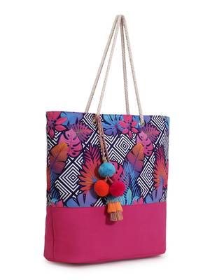 Blossom Pink & Multicolor Polycotton & Canvas Botanical Digital Printed Tote Bag 2
