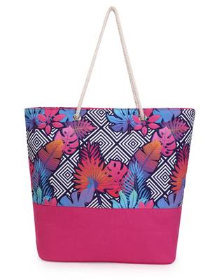 Blossom Pink & Multicolor Polycotton & Canvas Botanical Digital Printed Tote Bag 3