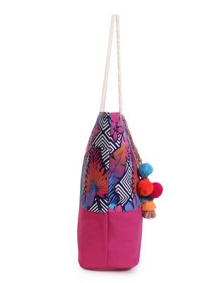 Blossom Pink & Multicolor Polycotton & Canvas Botanical Digital Printed Tote Bag 5