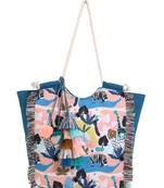 Animal Blue & Multicolor Polycotton & Canvas Quirky Digital Printed Tote Bag