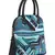 Shore Turquoise & Black Polycotton & Canvas Abstract Embroidered Handheld Bag