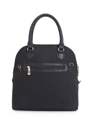 Shore Turquoise & Black Polycotton & Canvas Abstract Embroidered Handheld Bag 3