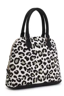 Animal Natural, Black & Gold Cotton Jacquard & Leatherette Animal Print Handheld Bag