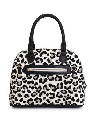 Animal Natural, Black & Gold Cotton Jacquard & Leatherette Animal Print Handheld Bag 3