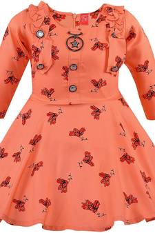 Orange Rayon stitched    dress