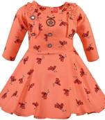 Orange Rayon stitched    dress