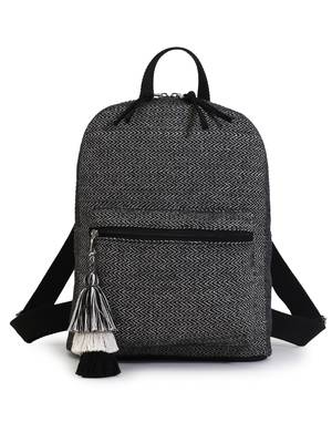 Chevron Black & White Cotton Canvas Backpack 1