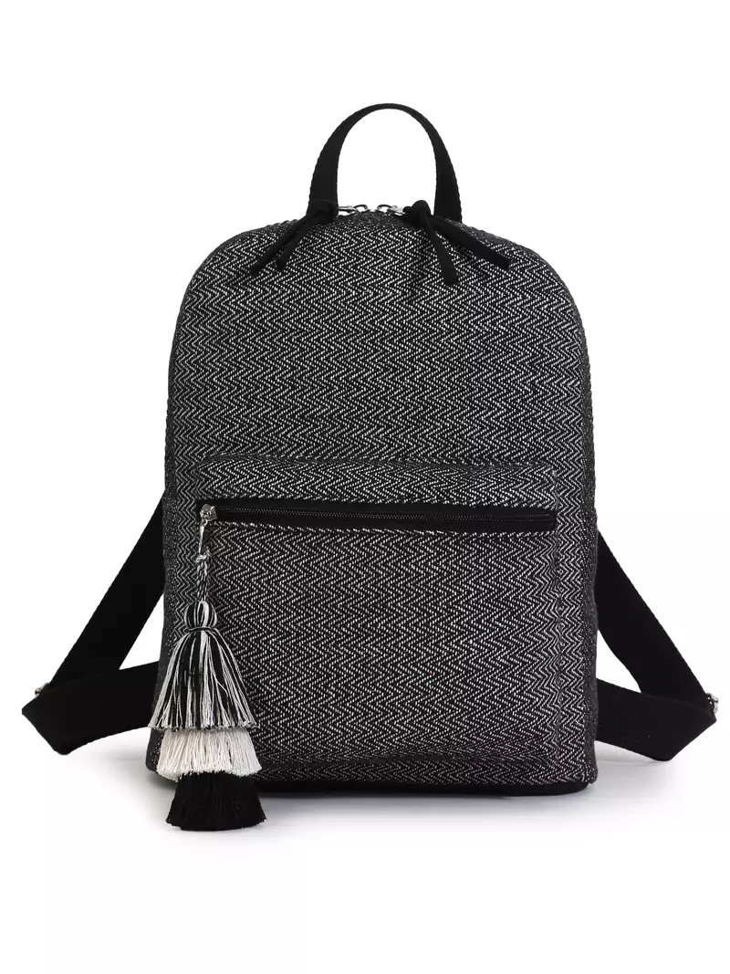 Chevron Black & White Cotton Canvas Backpack