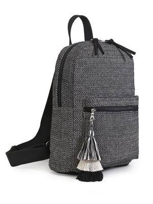 Chevron Black & White Cotton Canvas Backpack 2