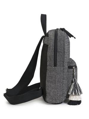 Chevron Black & White Cotton Canvas Backpack 5