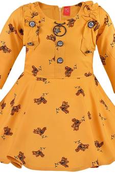 Yellow Rayon stitched    dress