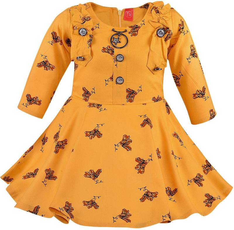 Yellow Rayon stitched    dress