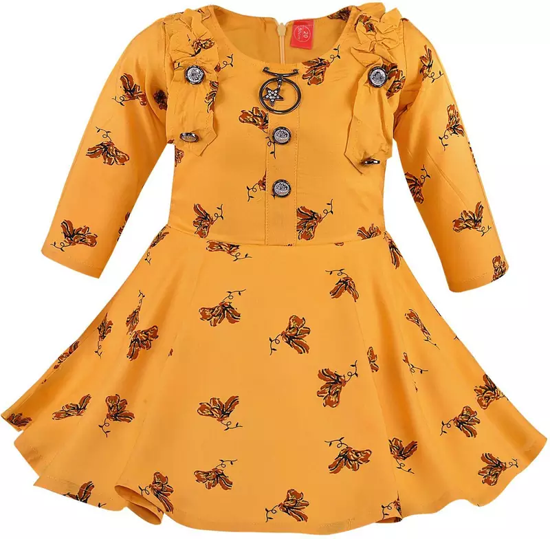 Yellow Rayon stitched    dress