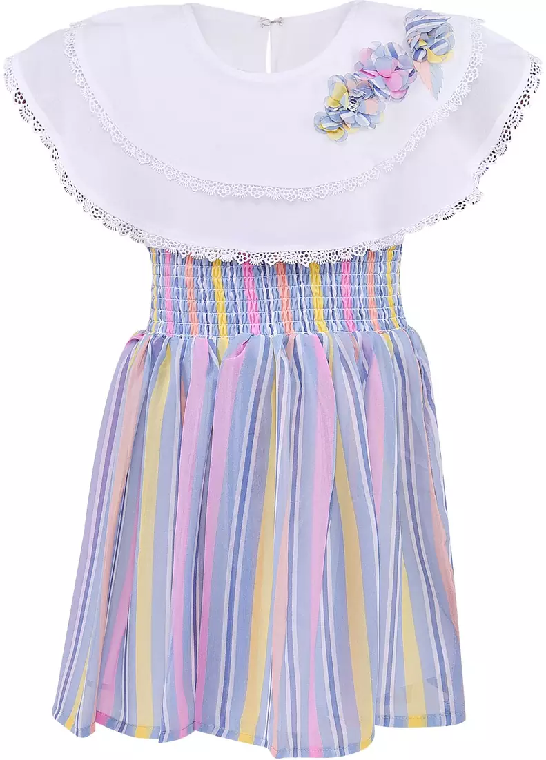 White Georgette stitched    dress