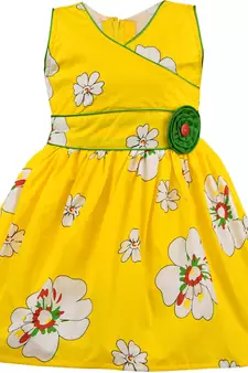 Yellow Cotton  stitched    dress