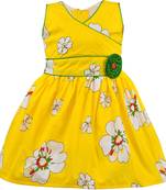 Yellow Cotton  stitched    dress
