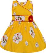 Yellow Cotton  stitched    dress