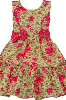 Green Cotton  stitched    dress