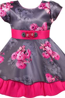 Pink satin stitched    dress