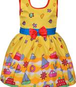 Yellow Cotton  stitched    dress