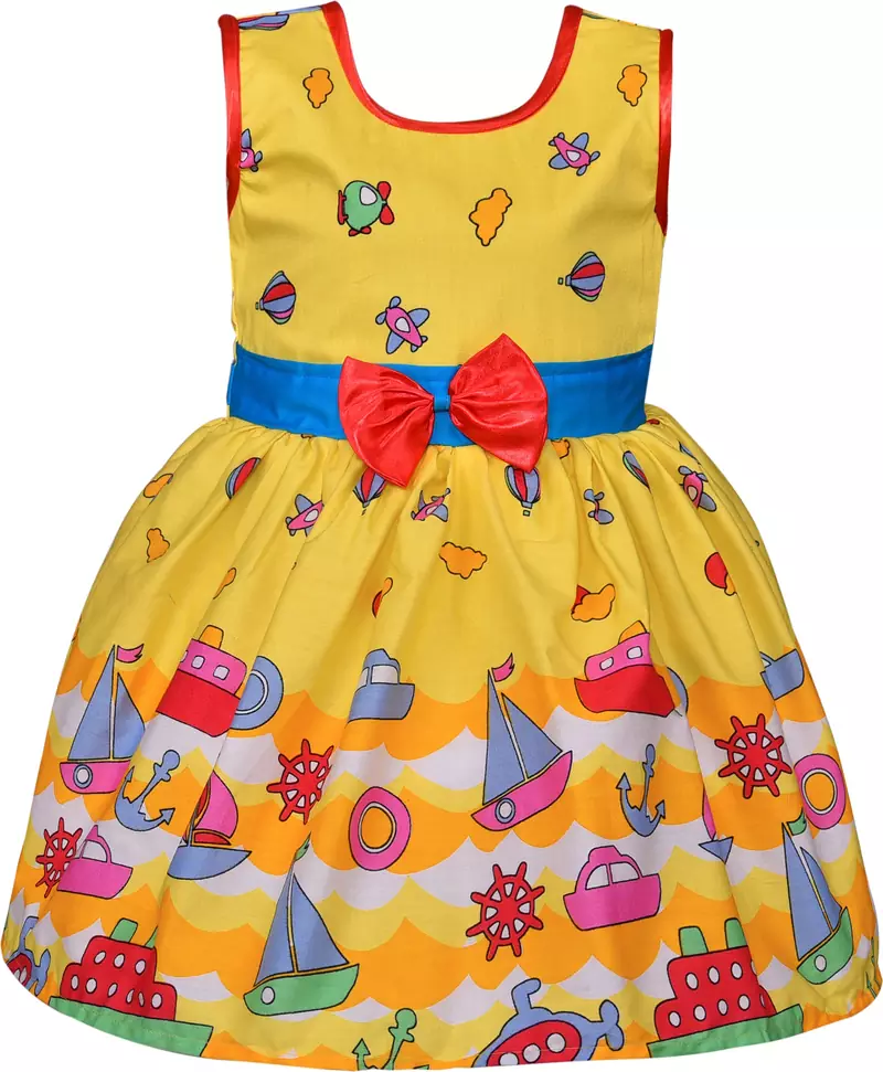 Yellow Cotton  stitched    dress