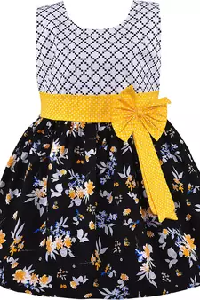 Yellow Cotton  stitched    dress
