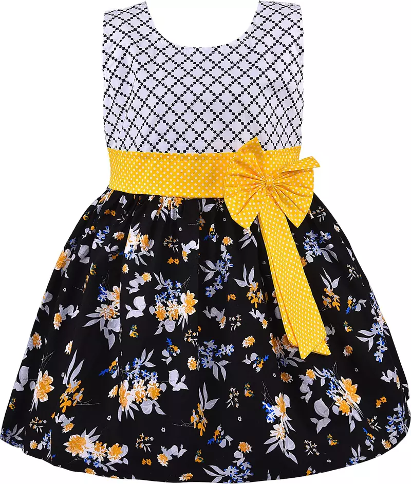 Yellow Cotton  stitched    dress